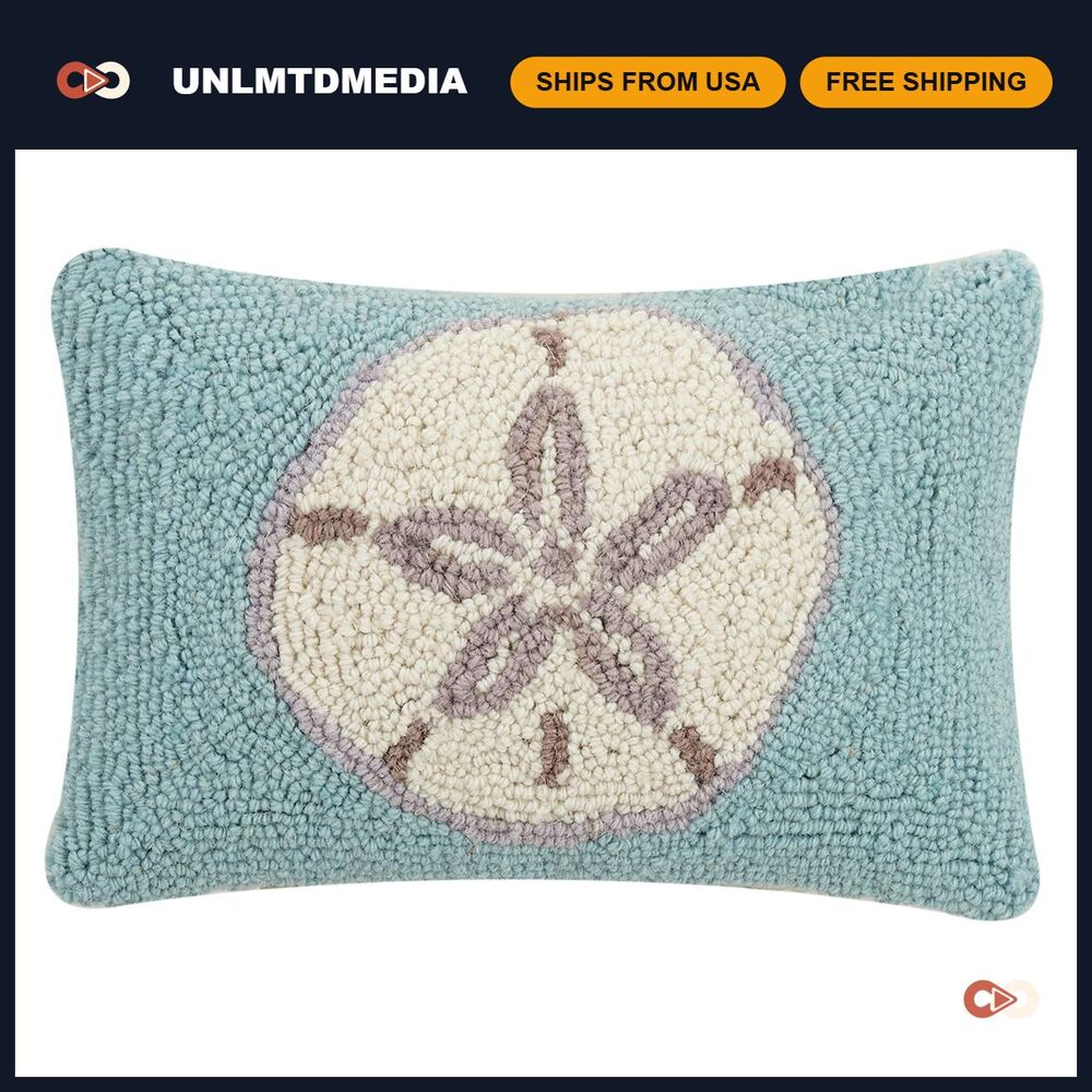 Sand Dollar Hook Pillow - Coastal Home Decor, Nautical Accent Cushion, Beach Sty
